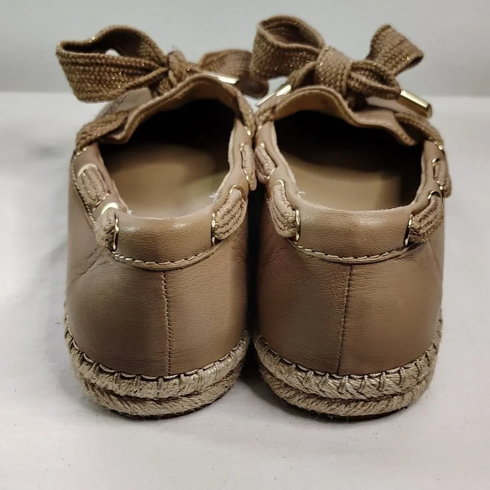 NATURALIZER Annabeth Leather Moc-Toe Espadrille Flats 7.5 Women's Tan Shoes